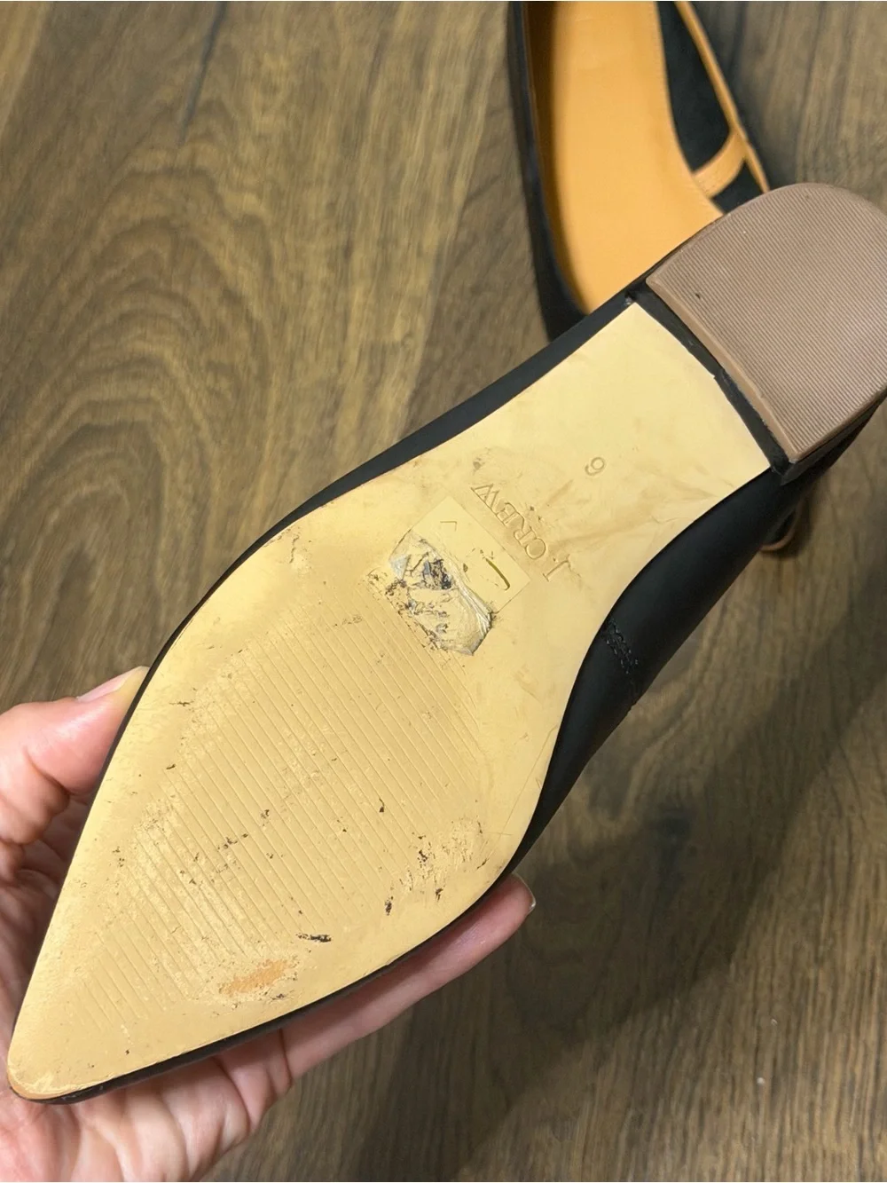 J. Crew Black Pointed-Toe Leather Flats size 6